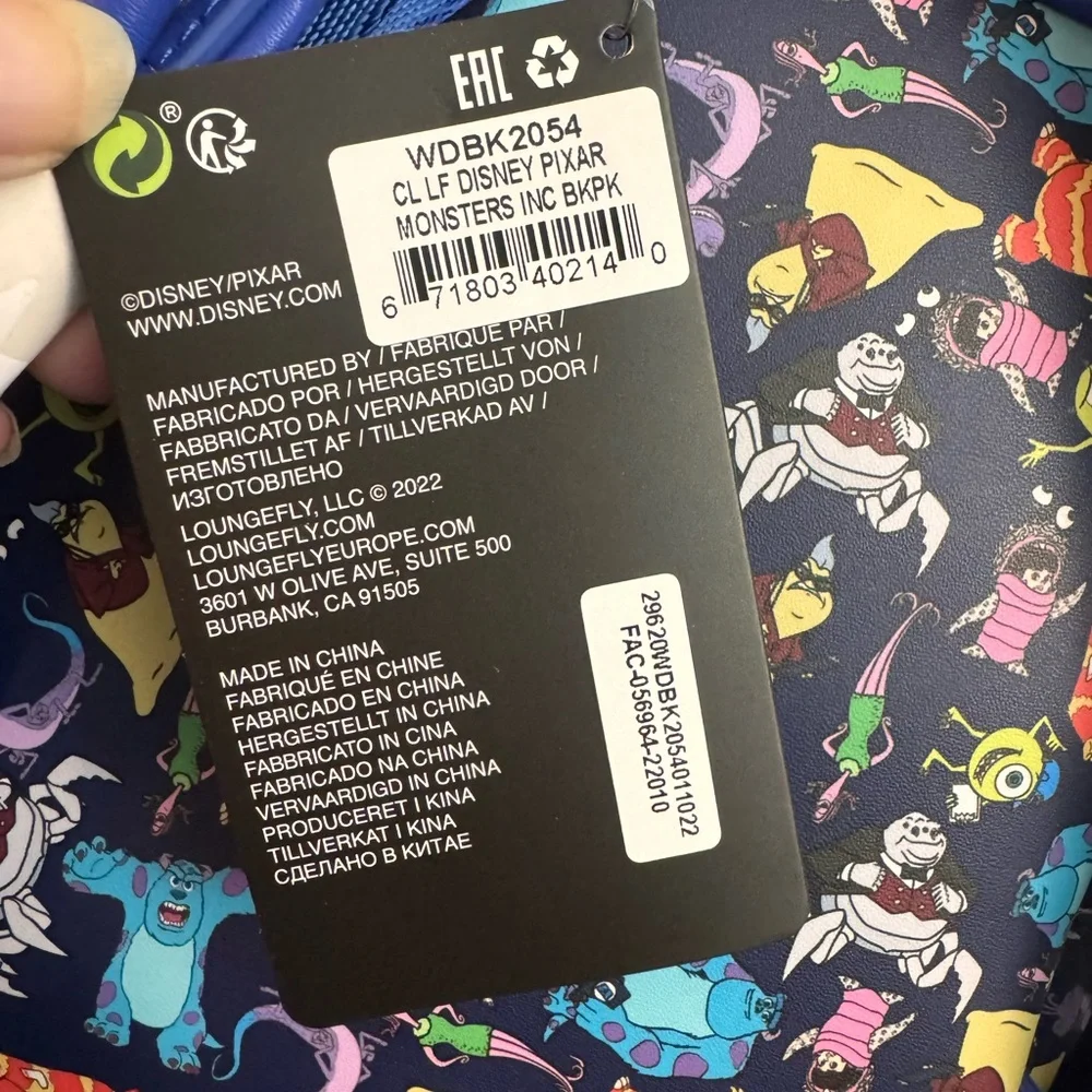 NWT Loungefly Disney Pixar Monsters Inc backpack